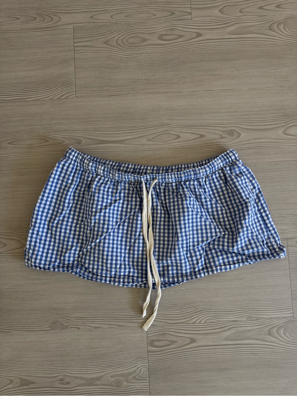 Oddli Women’s Blue Gingham Drawstring Skirt